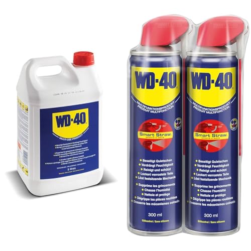 WD-40 Multifunktionsprodukt 5 Liter Kanister & Multifunktionsprodukt Smart Straw 2x 300ml | Sprühöl | Schmieröl | Multifunktionsmittel von WD-40
