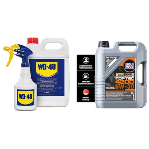 WD-40 Multifunktionsprodukt 5L Kanister Inklusive Zerstäuber & LIQUI MOLY Top Tec 4200 5W-30 New Generation | 5 L | Synthesetechnologie Motoröl | Art.-Nr.: 3707 von WD-40