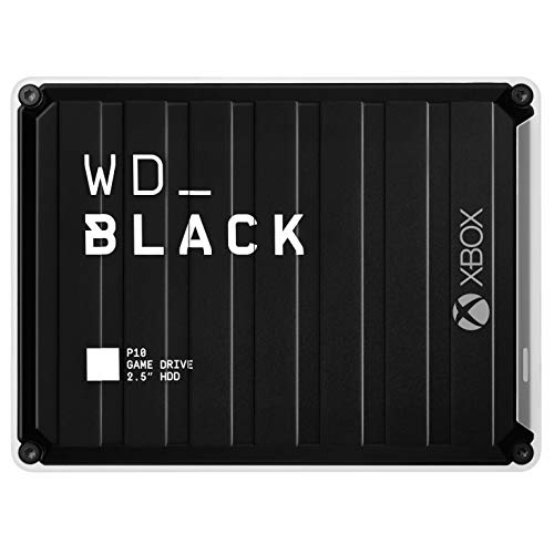WD_BLACK P10 Game Drive Mechanische Festplatte for Xbox 5 TB (1 Monat Xbox Game Pass Ultimate, Übertragungsgeschwindigkeiten bis 130 MB/s, für Xbox) Schwarz mit weißem Rand von WD_BLACK