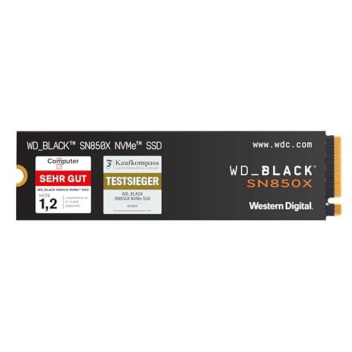 WD_BLACK SN850X NVMe SSD 4 TB interne SSD (Gaming Speicher, PCIe Gen4-Technologie, Lesen 7.300 MB/s, Schreiben 6.600 MB/s) Schwarz, Standard von WD_BLACK