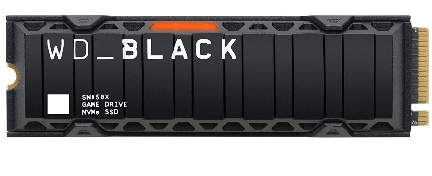 WD_Black SN850X NVMe with Heatsink interne Gaming-SSD (2 TB) 7300 MB/S Lesegeschwindigkeit, 6600 MB/S Schreibgeschwindigkeit, PCI Express 4.0 von WD_Black