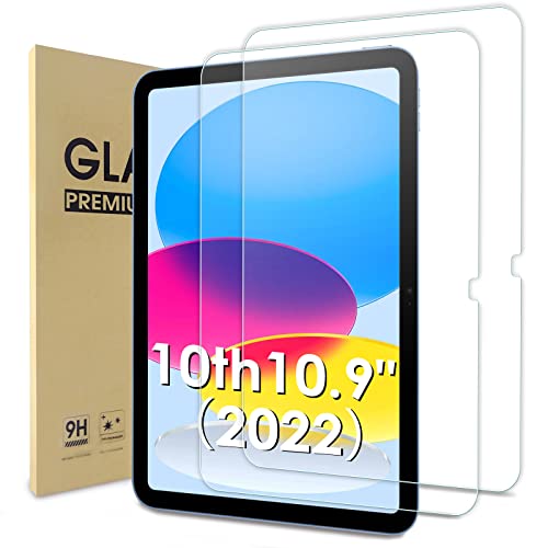 WD&CD 2 Pack Schutzfolie kompatibel mit Ipad 10. Generation 10,9 Zoll 2022, 2.5D Tempered glass screen protector, 9H hardness von WD&CD