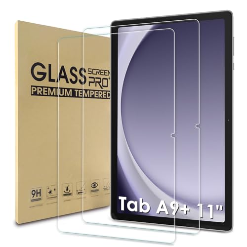 WD&CD 2 Pack Schutzfolie kompatibel mit Samsung Galaxy Tab A9 Plus 11", 2.5D Tempered Glass Screen Protector, 9H Hardness【Anti Scratch】【Bubble Free】 von WD&CD