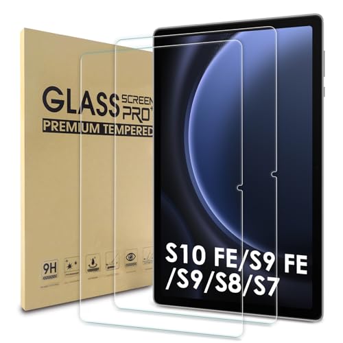 WD&CD 2 Pack Schutzfolie kompatibel mit Samsung Galaxy Tab S9 FE 10.9" / S9 2023, 2.5D Tempered Glass Screen Protector, 9H Hardness【Anti Scratch】【Bubble Free】 von WD&CD