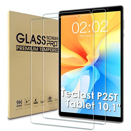 WD&CD 2 Pack Schutzfolie kompatibel mit Teclast P25T Tablet 10.1", 2.5D Tempered Glass Screen Protector, 9H Hardness【Anti Scratch】【Bubble Free】 von WD&CD