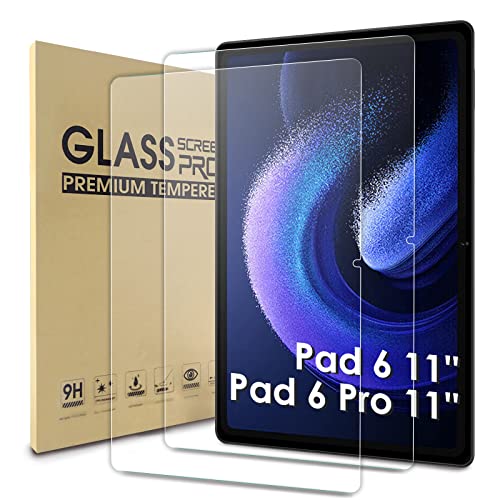 WD&CD 2 Pack Schutzfolie kompatibel mit Xiaomi Pad 6/6 Pro 11", 2.5D Tempered glass screen protector, 9H hardness【Anti Scratch】【Bubble Free】 von WD&CD