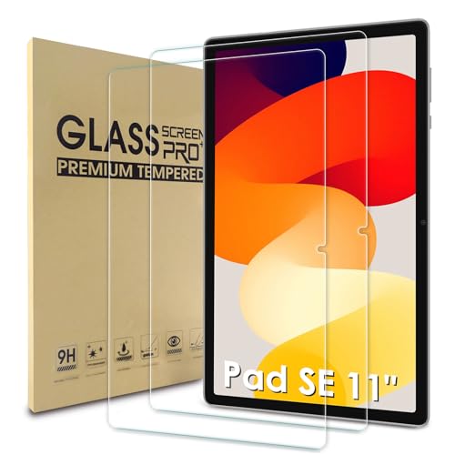 WD&CD 2 Pack Schutzfolie kompatibel mit Xiaomi Redmi Pad SE 11", 2.5D Tempered Glass Screen Protector, 9H Hardness【Anti Scratch】【Bubble Free】 von WD&CD