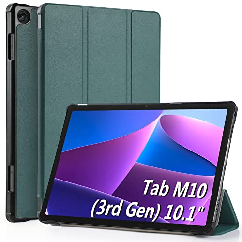 WD&CD Hülle für Lenovo Tab M10 3rd Gen 10.1" Zoll (TB-328FU/328XU), Schutzhülle Ultradünne PU Leder kompatibel mit Lenovo Tab M10 3rd Gen mit Standfunktion und Auto Schlaf/Wach, Grün von WD&CD