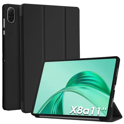 WD&CD Hülle kompatibel mit Honor Pad X8a 11", Schutzhülle Ultradünne PU Leder kompatibel mit Honor Pad X8a 11" mit Standfunktion und Auto Schlaf/Wach-Schwarz von WD&CD
