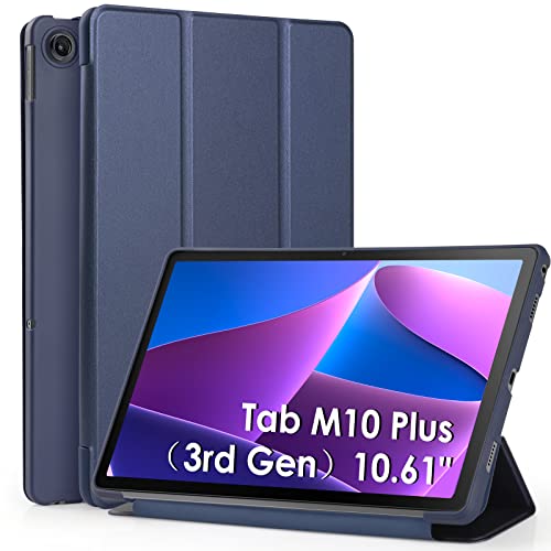 WD&CD Hülle kompatibel mit Lenovo Tab M10 Plus 3rd Gen 10.61 Zoll, Schutzhülle Ultradünne PU Leder kompatibel mit Tab M10 Plus 3rd Gen 10.61“ mit Standfunktion und Auto Schlaf/Wach Blau von WD&CD