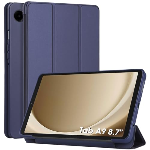 WD&CD Hülle kompatibel mit Samsung Galaxy Tab A9 8.7 Zoll, Schutzhülle Ultradünne PU Leder kompatibel mit Galaxy Tab A9 8.7" mit Standfunktion -Blau von WD&CD