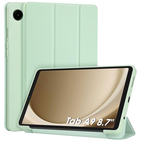 WD&CD Hülle kompatibel mit Samsung Galaxy Tab A9 8.7 Zoll, Schutzhülle Ultradünne PU Leder kompatibel mit Galaxy Tab A9 8.7" mit Standfunktion -Grün von WD&CD