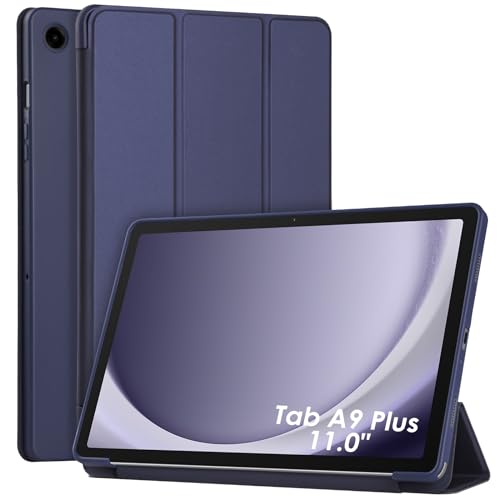WD&CD Hülle kompatibel mit Samsung Galaxy Tab A9 Plus 11 Zoll, Schutzhülle Ultradünne PU Leder kompatibel mit Galaxy Tab A9 Plus 11" mit Standfunktion und Auto Schlaf/Wach-Blau von WD&CD