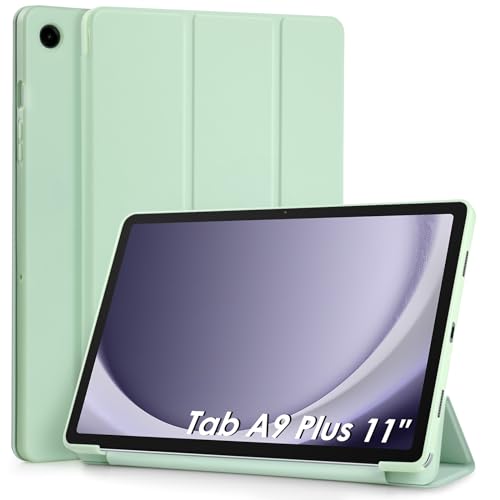 WD&CD Hülle kompatibel mit Samsung Galaxy Tab A9 Plus 11 Zoll, Schutzhülle Ultradünne PU Leder kompatibel mit Galaxy Tab A9 Plus 11" mit Standfunktion und Auto Schlaf/Wach-Grün von WD&CD
