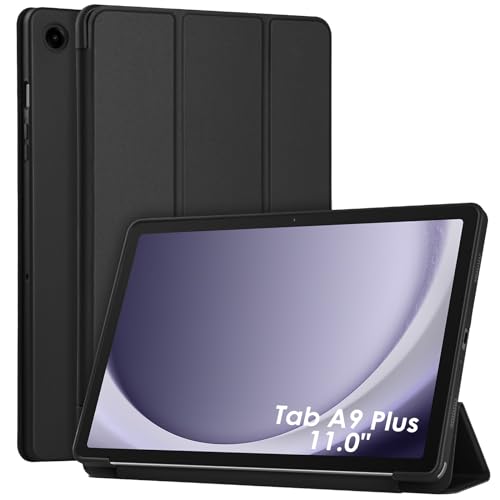 WD&CD Hülle kompatibel mit Samsung Galaxy Tab A9 Plus 11 Zoll, Schutzhülle Ultradünne PU Leder kompatibel mit Galaxy Tab A9 Plus 11" mit Standfunktion und Auto Schlaf/Wach-Schwarz von WD&CD