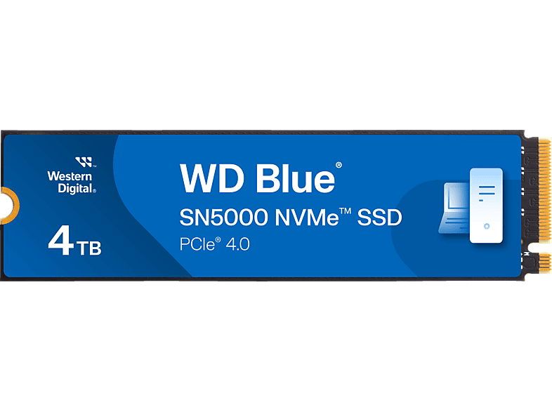 WD. Blue® SN5000 NVMe™ PCIe® Gen4, 5.500 MB/s Lesen, 5.000 Schreiben, 1200 TBW SSD, 4 TB SSD M.2 via PCIe, intern von WD.