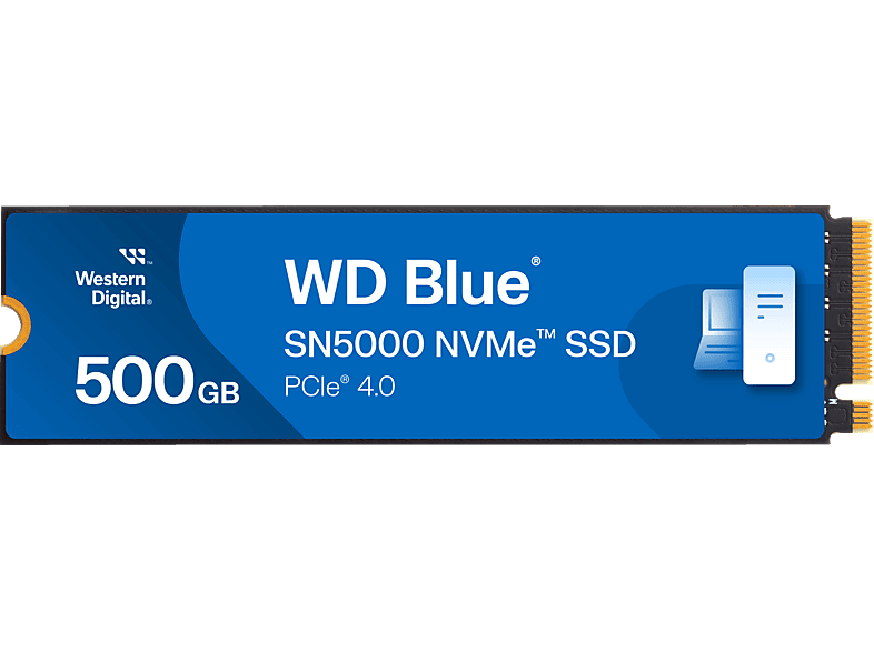 WD. Blue® SN5000 NVMe™ PCIe® Gen4, 5000 MB/s Lesen, 4.000 Schreiben, 300 TBW SSD, 500 GB SSD M.2 via PCIe, intern von WD.