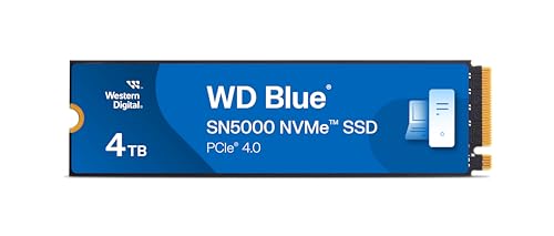 WD Blue SN5000 NVMe SSD 4 TB interne SSD (Geschwindigkeiten von bis zu 5.500 MB/s/5.000 MB/s Lesen/Schreiben, 1.200 TBW, Western Digital nCache 4.0, Acronis True Image for Western Digital) von Western Digital