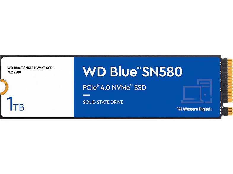 WD Blue SN580 WDS100T3B0E PCIe 4.0 x4 (NVMe) Festplatte, 1 TB SSD M.2 via PCIe, intern von WD