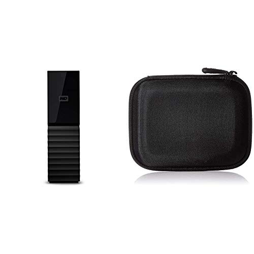 WD My Book Desktop-Speicher 12 TB (Externe Festplatte, automatische Backups, Passwortschutz, Software für Social-Media und Cloudspeicher-Import) & Amazon Basics Festplattentasche, schwarz von WD