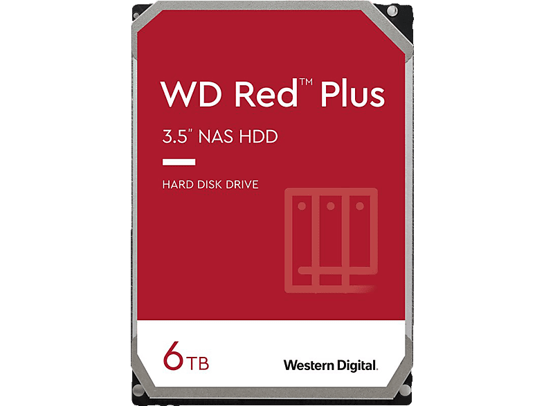 WD Red Plus WD60EFPX Festplatte, 6 TB HDD SATA Gbps, 3,5 Zoll, intern von WD