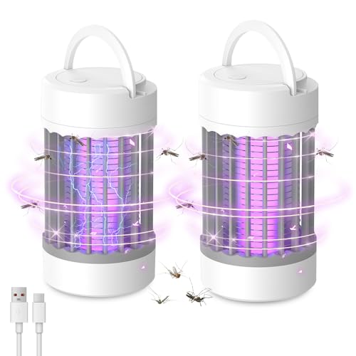 WDKXCN Insektenvernichter Elektrisch, 2 Stück Wiederaufladbare Mückenfalle Elektrisch, 360° UV-Licht Mückenlampe, Fliegenfalle Elektrisch für den Innen und Außenbereich, Weiß und Grau WDKXCN Insektenvernichter Elektrisch, 2 Stück Wiederaufladbare Mückenfalle Elektrisch, 360° UV-Licht Mückenlampe, Fliegenfalle Elektrisch für den Innen und Außenbereich, Weiß und Grau von WDKXCN