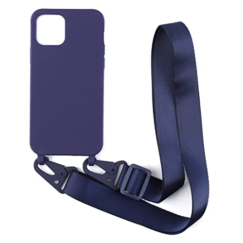 Handykette kompatibel mit iPhone 13 6.1,Handyhülle mit Verstellbarer Lanyard,abnehmbar Band Halsband Hülle zum Umhängen Stoßfest Silikonhülle,Blau von WDLIYA