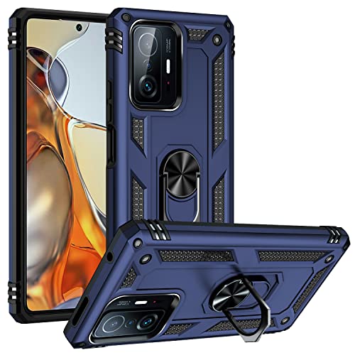 Ständer Hülle für Xiaomi Mi 11T/11T Pro,360 Grad Ring Drehhalter Handy Hüllen Standard Cover Silikon Handyhülle Bumper Schutzhülle Case,Blau von WDLIYA