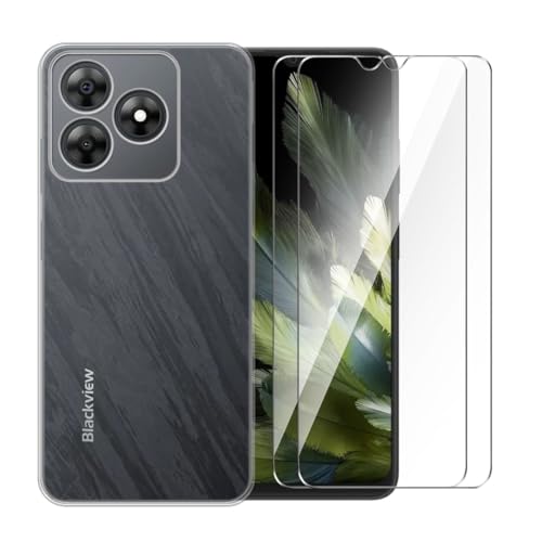WDMYLFTW Hülle für Blackview Wave 8 + 2 Stück Gehärteter Film Displayschutzfolie Schutzfolie - Transparent Weich Silikon Schutzhülle Flexibel TPU Tasche Case für Blackview Wave 8 (Clear) von WDMYLFTW