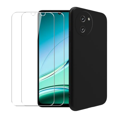 WDMYLFTW Hülle für Doogee Note 59 Pro + 2 Stück Gehärteter Film Displayschutzfolie Schutzfolie - Transparent Weich Silikon Schutzhülle Flexibel TPU Tasche Case für Doogee Note 59 Pro (Black) von WDMYLFTW