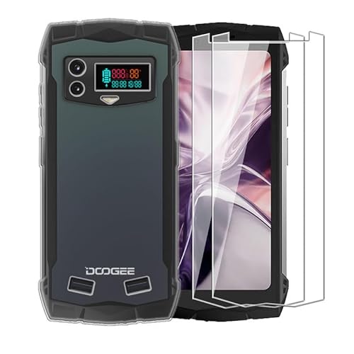 WDMYLFTW Hülle für Doogee S Mini + 2 Stück Gehärteter Film Displayschutzfolie Schutzfolie - Transparent Weich Silikon Schutzhülle Flexibel TPU Tasche Case für Doogee S Mini (Clear) von WDMYLFTW