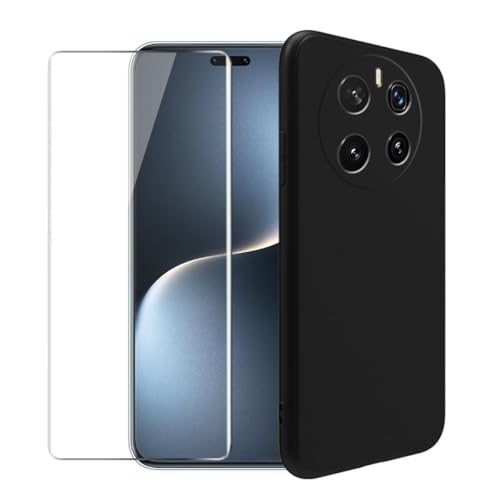 WDMYLFTW Hülle für Honor Magic7 Pro + Gehärteter Film Displayschutzfolie Schutzfolie - Transparent Weich Silikon Schutzhülle Flexibel TPU Tasche Case für Honor Magic7 Pro (Black) von WDMYLFTW