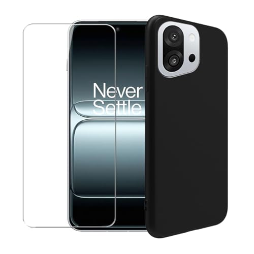WDMYLFTW Hülle für Oneplus 13T + Gehärteter Film Displayschutzfolie Schutzfolie - Transparent Weich Silikon Schutzhülle Flexibel TPU Tasche Case für Oneplus 13T (Black) von WDMYLFTW