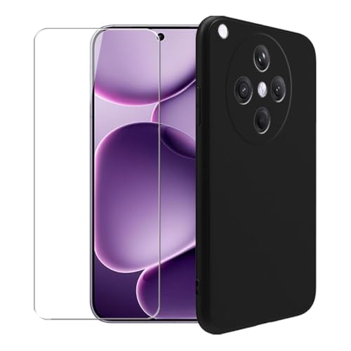 WDMYLFTW Hülle für Oppo Find X8S+ + Gehärteter Film Displayschutzfolie Schutzfolie - Transparent Weich Silikon Schutzhülle Flexibel TPU Tasche Case für Oppo Find X8S+ (Black) von WDMYLFTW