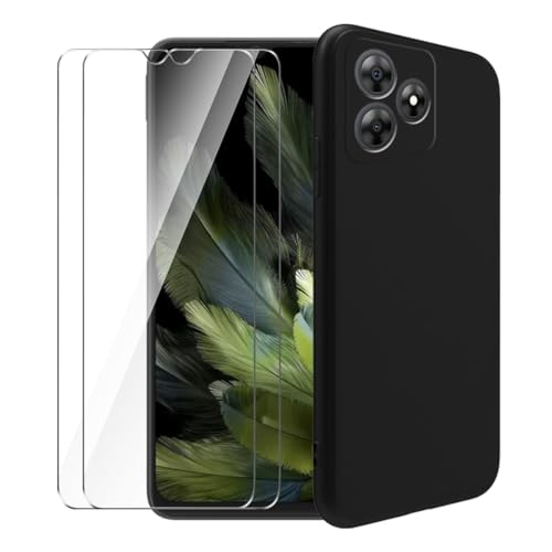 WDMYLFTW Hülle für Oscal Flat 2 + 2 Stück Gehärteter Film Displayschutzfolie Schutzfolie - Transparent Weich Silikon Schutzhülle Flexibel TPU Tasche Case für Oscal Flat 2 (Black) von WDMYLFTW