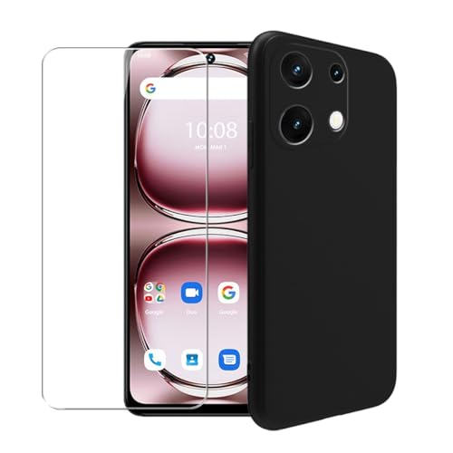 WDMYLFTW Hülle für Umidigi Note 100 + Glas Displayschutzfolie aus gehärtetem Film - Transparent Silikon Weich Flexibel Bumper Stoßfest TPU Schutzhülle Shell (Schwarz) von WDMYLFTW