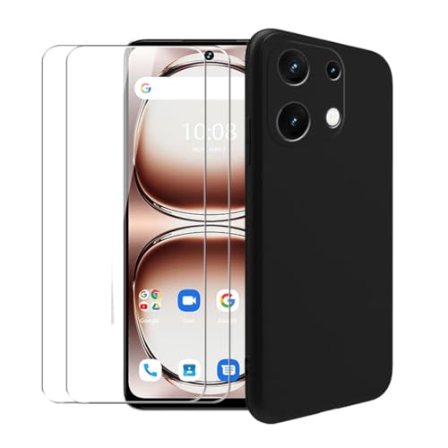 WDMYLFTW Hülle für Umidigi Note 100A + 2 Stück Gehärteter Film Displayschutzfolie Schutzfolie - Transparent Weich Silikon Schutzhülle Flexibel TPU Tasche Case (Black) von WDMYLFTW