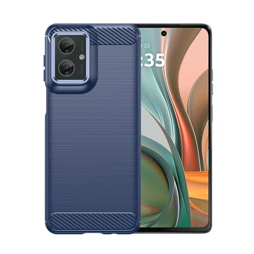WDMYLFTW Kohlefaser Hülle für Motorola Moto G55 5G - Flexibel Tasche Weich TPU Handyhülle Schutzhülle Case Cover (Blau) von WDMYLFTW