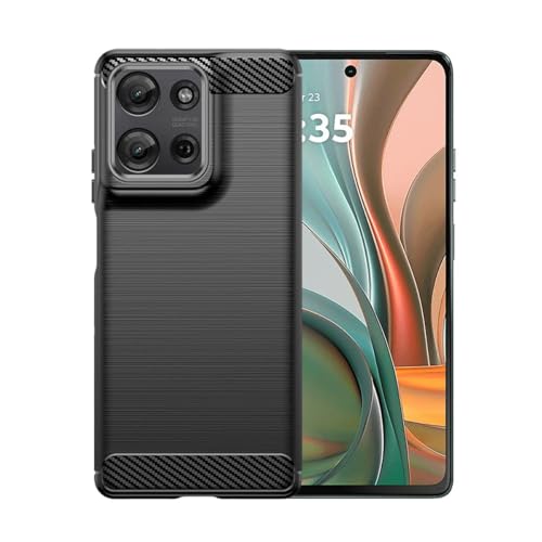 WDMYLFTW Kohlefaser Hülle für Motorola Moto G75 5G - Flexibel Tasche Weich TPU Handyhülle Schutzhülle Case Cover (Schwarz) von WDMYLFTW