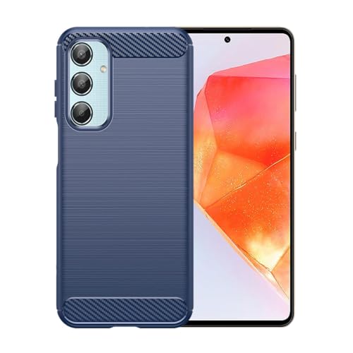 WDMYLFTW Kohlefaser Hülle für Samsung Galaxy M35 - Flexibel Tasche Weich TPU Handyhülle Schutzhülle Case Cover (Blau) von WDMYLFTW