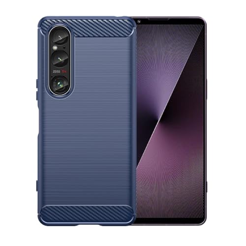 WDMYLFTW Kohlefaser Hülle für Sony Xperia 1 VII - Flexibel Tasche Weich TPU Handyhülle Schutzhülle Case Cover (Blau) von WDMYLFTW