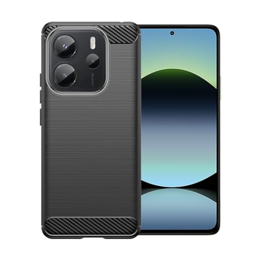 WDMYLFTW Kohlefaser Hülle für Xiaomi Redmi Note 14 4G - Flexibel Tasche Weich TPU Handyhülle Schutzhülle Case Cover (Schwarz) von WDMYLFTW