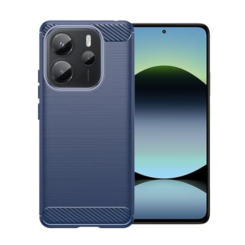 WDMYLFTW Kohlefaser Hülle für Xiaomi Redmi Note 14 5G - Flexibel Tasche Weich TPU Handyhülle Schutzhülle Case Cover (Blau) von WDMYLFTW
