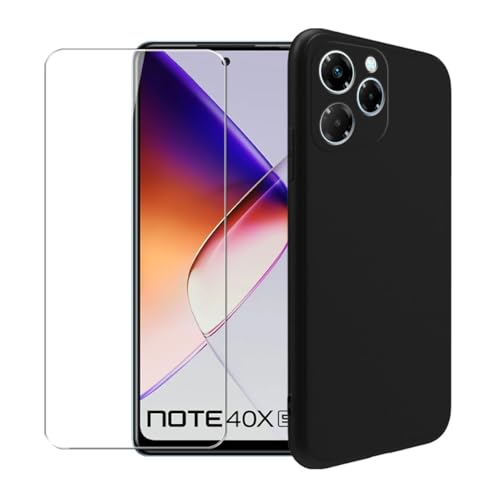 WDMYLFTW Schutzhülle für Infinix Note 40X 5G + Glas-Displayschutzfolie aus gehärtetem Film - Transparent Silikon Weich Flexibel Bumper Stoßfest TPU Schutzhülle Shell für Infinix Note 40X 5G (Schwarz) WDMYLFTW Schutzhülle für Infinix Note 40X 5G + Glas-Displayschutzfolie aus gehärtetem Film - Transparent Silikon Weich Flexibel Bumper Stoßfest TPU Schutzhülle Shell für Infinix Note 40X 5G (Schwarz) von WDMYLFTW