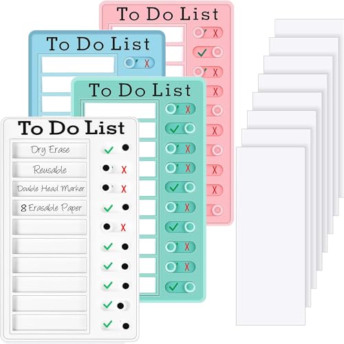 Memo Checkliste Boards 4stk Abnehmbare Checklist Board mit 8 Trocken Löschen Papier Für Zuhause Reisen Lernplanung Zeitplan Erinnerung von WDZGX