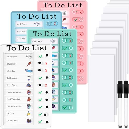 Memo Checkliste Boards 4stk Abnehmbare Checklist Board mit 12 Trocken Löschen Papier, 2 Whiteboard-Marker Für Zuhause Reisen Lernplanung Zeitplan Erinnerung von WDZGX