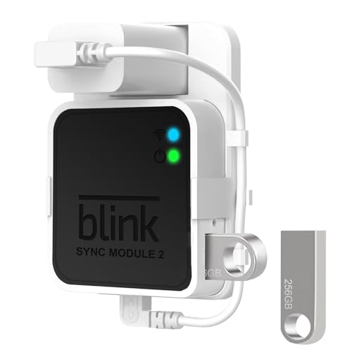 USB-Flash-Laufwerk für lokale Videospeicherung mit Steckdosenhalterung für Blink-Sync-Modul 2, kurzes Kabel, spart Platz und einfach zu bewegende Halterung für Blink-Außen- und von WDZREE