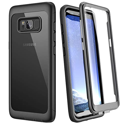 WE LOVE CASE Schutzhülle für Samsung Galaxy S8, 360 Grad, stoßfest, mit integriertem Displayschutz und transparenter Rückseite, für Samsung Galaxy S8, Schwarz von WE LOVE CASE