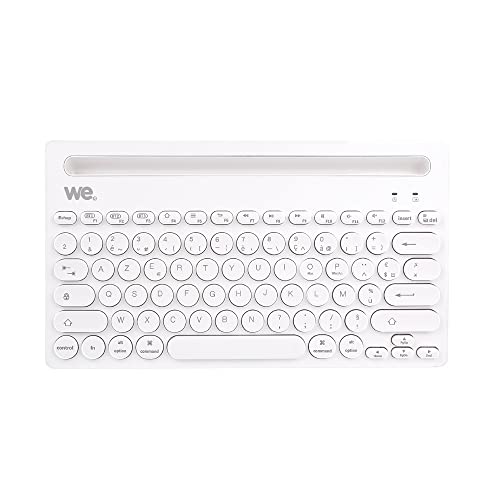 WE Bluetooth-Tastatur Universal mit Standfunktion für Tablet/Smartphone – Farbe Weiß von WE