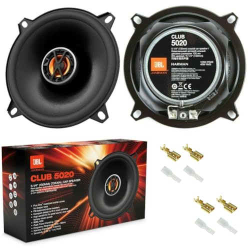 2 Lautsprecher JBL Club 5020 koaxial 13,00 cm 130 mm 5,25" Durchmesser 40 watt rms und 120 watt max 3 ohm 91 db spl, pro Paar + Faston-Montage von WEB